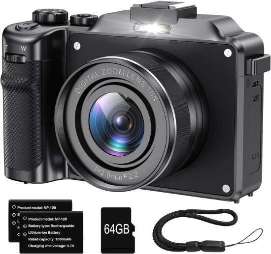 Picture of 4K Digital Camera Anti-Shake 56MP Compact Video Camera with 18X Digital Zoom