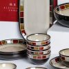 Picture of Dingliu Red Checked Tableware Set European and American Style Tableware Set Daily Porcelain Gift Set